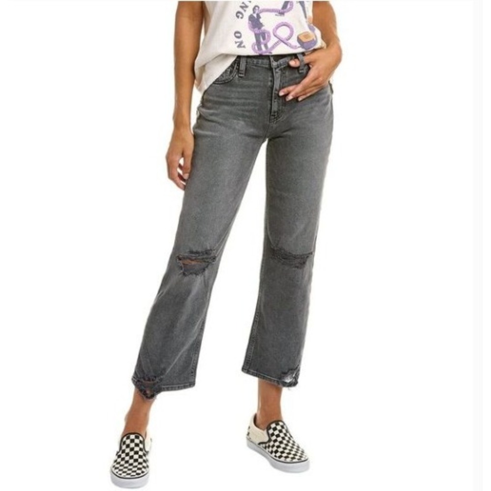 Hudson Remi SGH‎ Gray Wash Distressed Ripped High Rise Straight Crop Jeans Sz 27